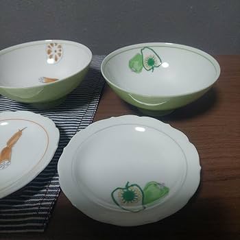 Amazon.co.jp: 深川製磁 野菜柄 お茶碗 揃え小皿 揃え 5客セット